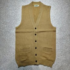 画像1: 「L.L.Bean(エルエルビーン)」80s Sサイズ ウール くるみボタン ニット ベスト (1)
