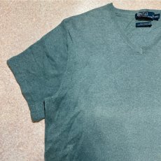 画像2: 「Polo by Ralph Lauren (ポロラルフローレン)」90s 00s 10s  XXLサイズ ピマコットン ダスティブルー ポニー刺繍 ニット Tシャツ (2)
