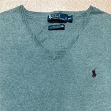 画像3: 「Polo by Ralph Lauren (ポロラルフローレン)」90s 00s 10s  XXLサイズ ピマコットン ダスティブルー ポニー刺繍 ニット Tシャツ (3)