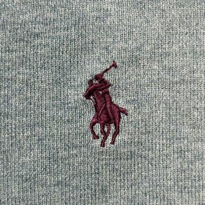 画像1: 「Polo by Ralph Lauren (ポロラルフローレン)」90s 00s 10s  XXLサイズ ピマコットン ダスティブルー ポニー刺繍 ニット Tシャツ