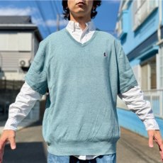 画像16: 「Polo by Ralph Lauren (ポロラルフローレン)」90s 00s 10s  XXLサイズ ピマコットン ダスティブルー ポニー刺繍 ニット Tシャツ (16)