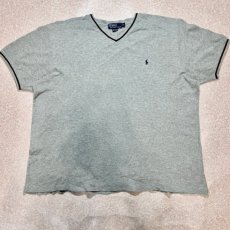 画像1: 「Polo by Ralph Lauren (ポロラルフローレン)」90s 00s 10s  XXLサイズ コットン ライトグレー ポニー刺繍 ニット Tシャツ (1)