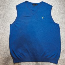 画像1: 「POLO RALPH LAUREN(ポロラルフローレン)」10s 20s 2XLT TALLサイズ ピマコットン ロイヤルブルー ポニー刺繍 ニット ベスト (1)