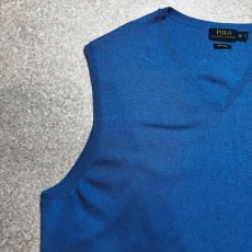 画像2: 「POLO RALPH LAUREN(ポロラルフローレン)」10s 20s 2XLT TALLサイズ ピマコットン ロイヤルブルー ポニー刺繍 ニット ベスト (2)