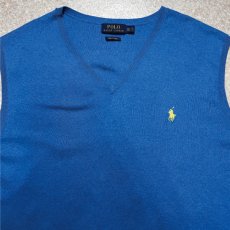 画像3: 「POLO RALPH LAUREN(ポロラルフローレン)」10s 20s 2XLT TALLサイズ ピマコットン ロイヤルブルー ポニー刺繍 ニット ベスト (3)