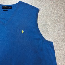 画像4: 「POLO RALPH LAUREN(ポロラルフローレン)」10s 20s 2XLT TALLサイズ ピマコットン ロイヤルブルー ポニー刺繍 ニット ベスト (4)