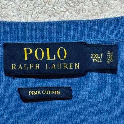 画像2: 「POLO RALPH LAUREN(ポロラルフローレン)」10s 20s 2XLT TALLサイズ ピマコットン ロイヤルブルー ポニー刺繍 ニット ベスト