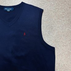 画像4: 「POLO GOLF RALPH LAUREN(ポロゴルフラルフローレン)」80s 90s XLサイズ USA製 コットン ネイビー ポニー刺繍 ニット ベスト (4)