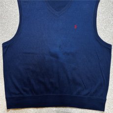 画像5: 「POLO GOLF RALPH LAUREN(ポロゴルフラルフローレン)」80s 90s XLサイズ USA製 コットン ネイビー ポニー刺繍 ニット ベスト (5)