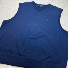 画像15: 「POLO GOLF RALPH LAUREN(ポロゴルフラルフローレン)」80s 90s XLサイズ USA製 コットン ネイビー ポニー刺繍 ニット ベスト (15)