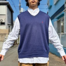 画像16: 「POLO GOLF RALPH LAUREN(ポロゴルフラルフローレン)」80s 90s XLサイズ USA製 コットン ネイビー ポニー刺繍 ニット ベスト (16)