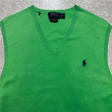 画像3: 「POLO RALPH LAUREN(ポロラルフローレン)」10s 20s Mサイズ ピマコットン ライムグリーン ポニー刺繍 ニット ベスト (3)