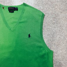 画像4: 「POLO RALPH LAUREN(ポロラルフローレン)」10s 20s Mサイズ ピマコットン ライムグリーン ポニー刺繍 ニット ベスト (4)