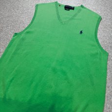 画像17: 「POLO RALPH LAUREN(ポロラルフローレン)」10s 20s Mサイズ ピマコットン ライムグリーン ポニー刺繍 ニット ベスト (17)