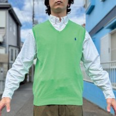 画像18: 「POLO RALPH LAUREN(ポロラルフローレン)」10s 20s Mサイズ ピマコットン ライムグリーン ポニー刺繍 ニット ベスト (18)