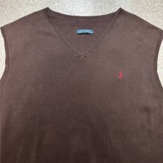 画像3: 「POLO RALPH LAUREN(ポロラルフローレン)」90s 00s 10s 20s Lサイズ相当 ピマコットン チョコレートブラウン ポニー刺繍 ニット ベスト (3)