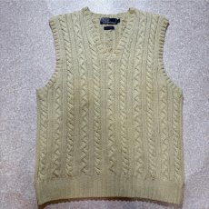 画像1: 「Polo by Ralph Lauren (ポロラルフローレン)」90s 00s 10s Lサイズ コットン 生成り ケーブル編み ニット ベスト (1)