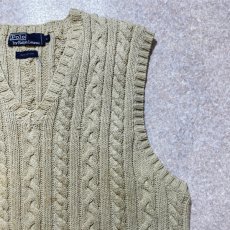 画像4: 「Polo by Ralph Lauren (ポロラルフローレン)」90s 00s 10s Lサイズ コットン 生成り ケーブル編み ニット ベスト (4)