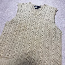 画像14: 「Polo by Ralph Lauren (ポロラルフローレン)」90s 00s 10s Lサイズ コットン 生成り ケーブル編み ニット ベスト (14)