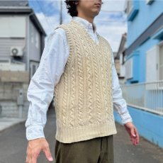 画像16: 「Polo by Ralph Lauren (ポロラルフローレン)」90s 00s 10s Lサイズ コットン 生成り ケーブル編み ニット ベスト (16)