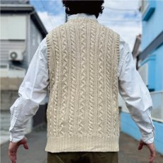 画像19: 「Polo by Ralph Lauren (ポロラルフローレン)」90s 00s 10s Lサイズ コットン 生成り ケーブル編み ニット ベスト (19)