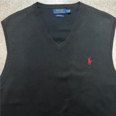 画像3: 「POLO RALPH LAUREN(ポロラルフローレン)」10s 20s XL TGサイズ ピマコットン ブラック ポニー刺繍 ニット ベスト (3)