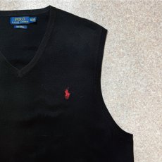 画像4: 「POLO RALPH LAUREN(ポロラルフローレン)」10s 20s XL TGサイズ ピマコットン ブラック ポニー刺繍 ニット ベスト (4)