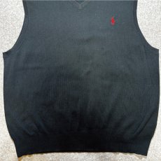画像5: 「POLO RALPH LAUREN(ポロラルフローレン)」10s 20s XL TGサイズ ピマコットン ブラック ポニー刺繍 ニット ベスト (5)