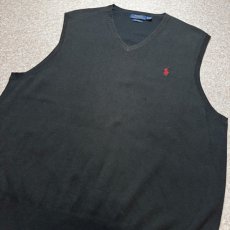 画像17: 「POLO RALPH LAUREN(ポロラルフローレン)」10s 20s XL TGサイズ ピマコットン ブラック ポニー刺繍 ニット ベスト (17)