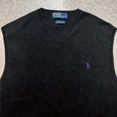 画像3: 「Polo by Ralph Lauren (ポロラルフローレン)」90s 00s 10s XXLサイズ ピマコットン ブラック ポニー刺繍 ニット ベスト (3)