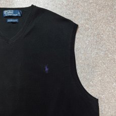 画像4: 「Polo by Ralph Lauren (ポロラルフローレン)」90s 00s 10s XXLサイズ ピマコットン ブラック ポニー刺繍 ニット ベスト (4)