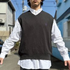画像15: 「Polo by Ralph Lauren (ポロラルフローレン)」90s 00s 10s XXLサイズ ピマコットン ブラック ポニー刺繍 ニット ベスト (15)