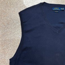 画像2: 「POLO RALPH LAUREN(ポロラルフローレン)」10s 20s XXL TTGサイズ ピマコットン ネイビー ポニー刺繍 ニット ベスト (2)