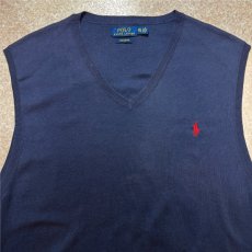 画像3: 「POLO RALPH LAUREN(ポロラルフローレン)」10s 20s XXL TTGサイズ ピマコットン ネイビー ポニー刺繍 ニット ベスト (3)
