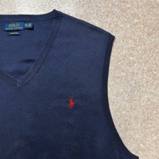 画像4: 「POLO RALPH LAUREN(ポロラルフローレン)」10s 20s XXL TTGサイズ ピマコットン ネイビー ポニー刺繍 ニット ベスト (4)