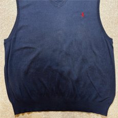 画像5: 「POLO RALPH LAUREN(ポロラルフローレン)」10s 20s XXL TTGサイズ ピマコットン ネイビー ポニー刺繍 ニット ベスト (5)