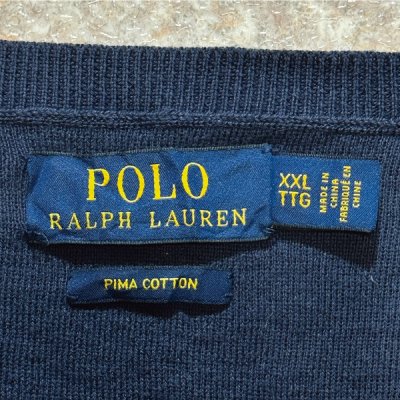 画像2: 「POLO RALPH LAUREN(ポロラルフローレン)」10s 20s XXL TTGサイズ ピマコットン ネイビー ポニー刺繍 ニット ベスト