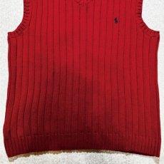 画像5: 「Polo by Ralph Lauren (ポロラルフローレン)」90s 00s 10s Lサイズ コットン レッド ポニー刺繍 リブ編み ニット ベスト (5)