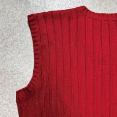 画像11: 「Polo by Ralph Lauren (ポロラルフローレン)」90s 00s 10s Lサイズ コットン レッド ポニー刺繍 リブ編み ニット ベスト (11)