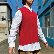 画像17: 「Polo by Ralph Lauren (ポロラルフローレン)」90s 00s 10s Lサイズ コットン レッド ポニー刺繍 リブ編み ニット ベスト (17)