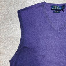画像2: 「POLO RALPH LAUREN(ポロラルフローレン)」10s 20s Mサイズ ピマコットン パープル ポニー刺繍 ニット ベスト (2)