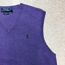 画像4: 「POLO RALPH LAUREN(ポロラルフローレン)」10s 20s Mサイズ ピマコットン パープル ポニー刺繍 ニット ベスト (4)