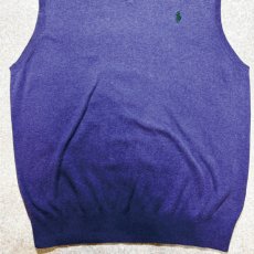 画像5: 「POLO RALPH LAUREN(ポロラルフローレン)」10s 20s Mサイズ ピマコットン パープル ポニー刺繍 ニット ベスト (5)