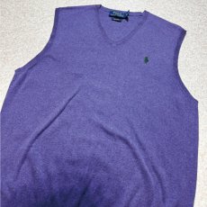 画像15: 「POLO RALPH LAUREN(ポロラルフローレン)」10s 20s Mサイズ ピマコットン パープル ポニー刺繍 ニット ベスト (15)