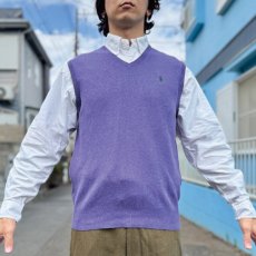 画像16: 「POLO RALPH LAUREN(ポロラルフローレン)」10s 20s Mサイズ ピマコットン パープル ポニー刺繍 ニット ベスト (16)