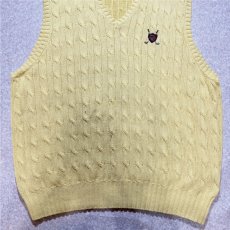 画像5: 「Polo by Ralph Lauren (ポロラルフローレン)」90s 00s 10s XLサイズ コットン イエロー ゴルフ刺繍 ケーブル編み ニット ベスト (5)
