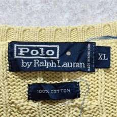 画像6: 「Polo by Ralph Lauren (ポロラルフローレン)」90s 00s 10s XLサイズ コットン イエロー ゴルフ刺繍 ケーブル編み ニット ベスト (6)