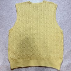 画像9: 「Polo by Ralph Lauren (ポロラルフローレン)」90s 00s 10s XLサイズ コットン イエロー ゴルフ刺繍 ケーブル編み ニット ベスト (9)
