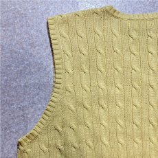 画像10: 「Polo by Ralph Lauren (ポロラルフローレン)」90s 00s 10s XLサイズ コットン イエロー ゴルフ刺繍 ケーブル編み ニット ベスト (10)