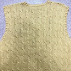 画像11: 「Polo by Ralph Lauren (ポロラルフローレン)」90s 00s 10s XLサイズ コットン イエロー ゴルフ刺繍 ケーブル編み ニット ベスト (11)